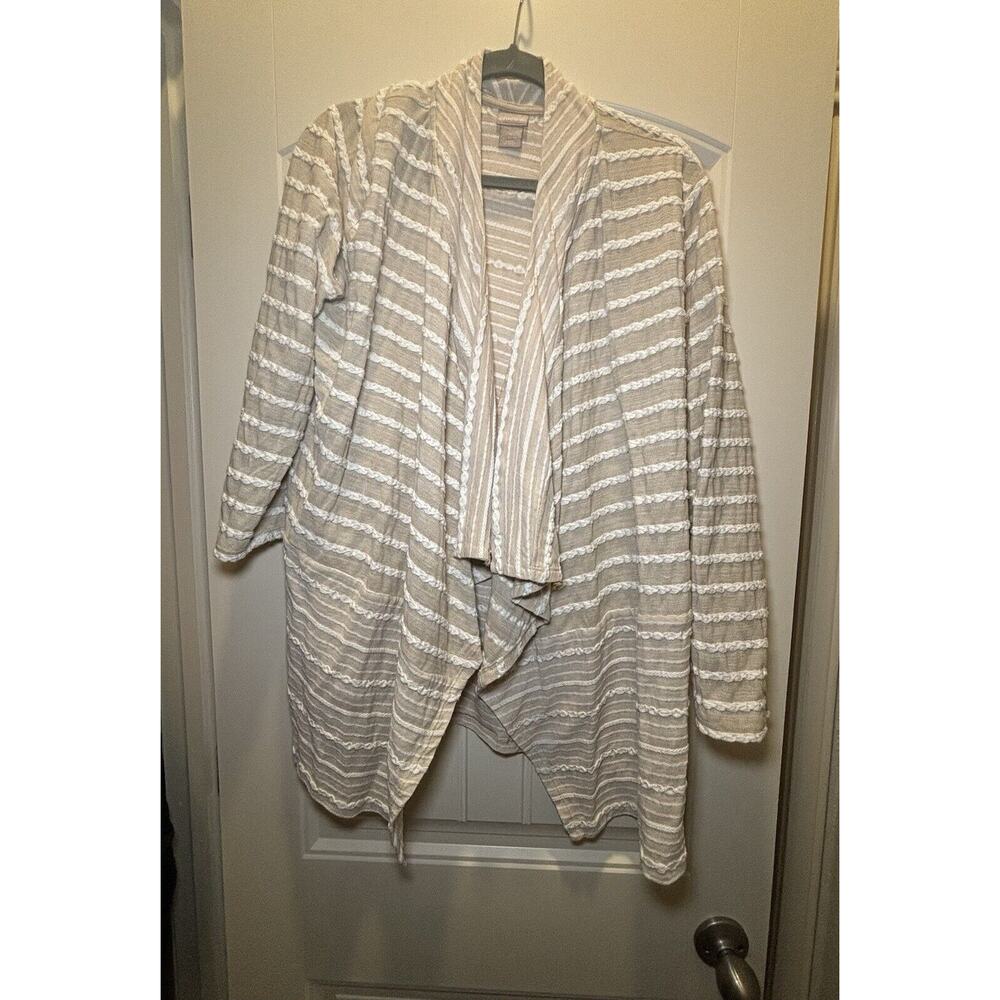Chico Cardigan 4 Open Front Drape Topper Beige An… - image 1
